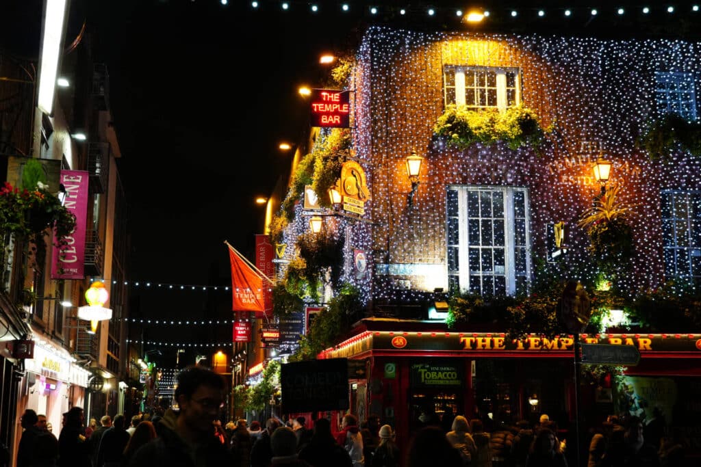 Temple Bar in Dublin City Centre at Night